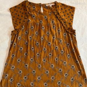 Loft Rust/Orange Floral Blouse - medium